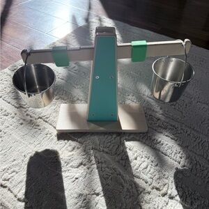 Wooden Balance Scale Toy with Green Accents